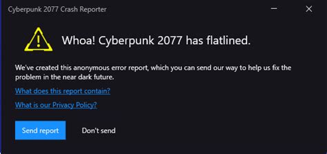 redengineerrorreport cyberpunk|CP 2077 crash after updating to 1.5. : r/cyberpunkgame .